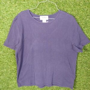 Vintage Eddie Bauer Womens T Shirt Large Blue Short Sleeve Cotton Casual Top USA